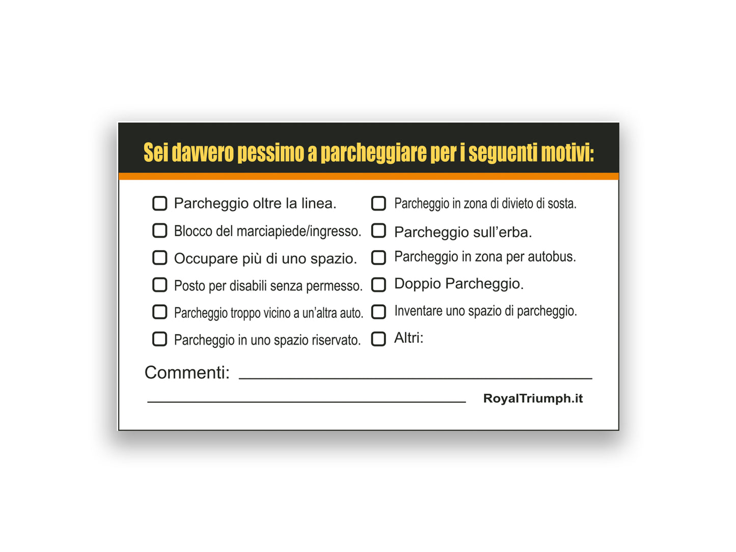Un parcheggio preistorico! Biglietto “Dovresti estinguerti per come parcheggi”